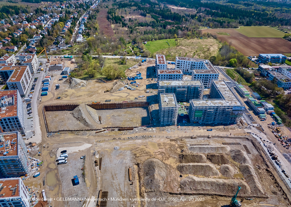 21.04.2023 - Luftbilder von der Baustelle Alexisquartier und Pandion Verde in Neuperlach
